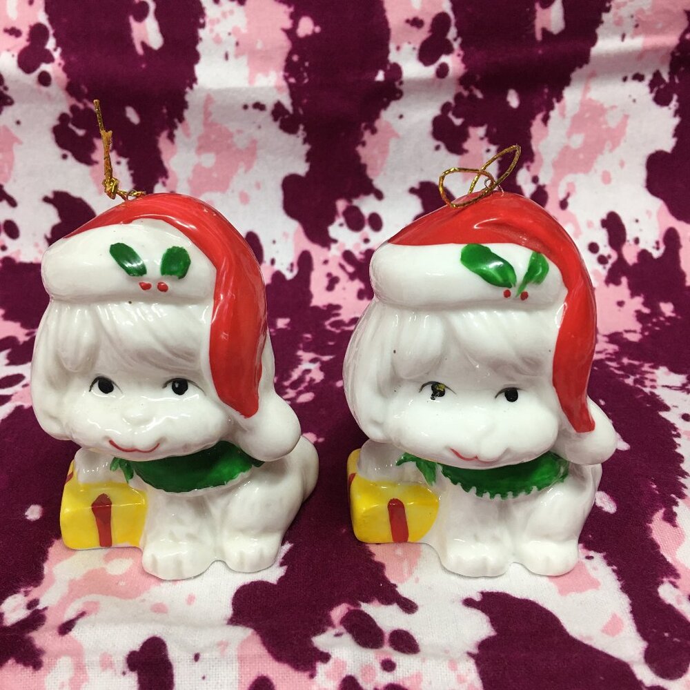 Christmas Dog Vintage China Christmas Ornaments